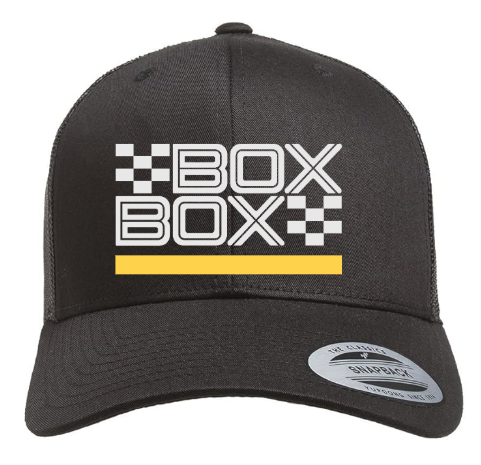 Box Box Yellow Stripe Trucker Hat