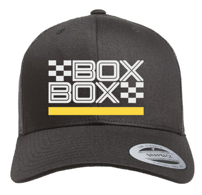 Box Box Yellow Stripe Trucker Hat