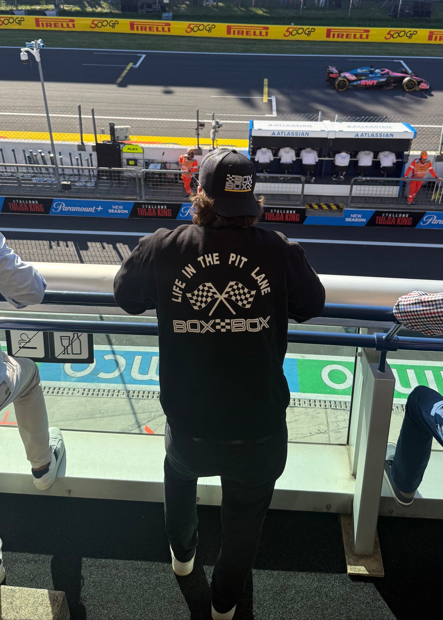 Box Box Yellow Stripe Trucker Hat